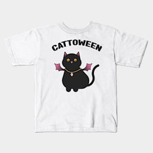 Black cat cattoween Kids T-Shirt